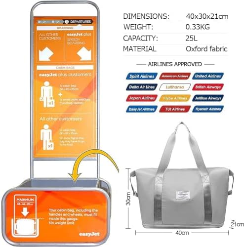 Weekend Bag for Women - Overnight & Carry-On Expandable Holdall for Vacation, Sports, Shopping (36L Grey) - Image 2