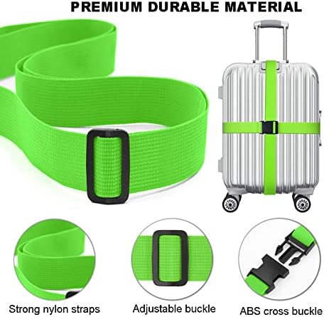Luggage Straps for Suitcase 4 Pack, Heavy Duty Adjustable Suitcase Straps with Buckle, Luggage Belts Identifier Bands for Travel Case, 3.8x200CM - Image 3