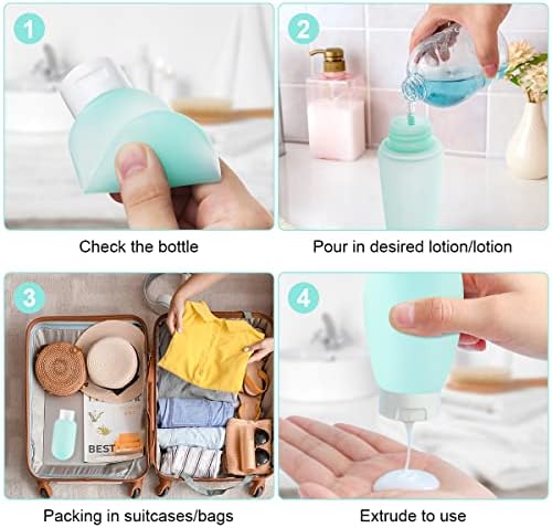 Travel Bottles Set for Toiletries, 6Pcs Leak-Proof Silicone Travel Containers, 60ml Small Mini Empty Squeeze Bottles Travel Accessories for Toiletries, Shampoos, Conditioner and Lotion (BPA Free) - Image 7