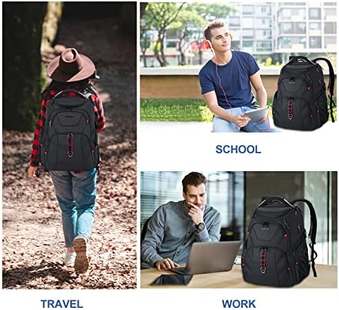 VANKEAN 17.3'' Travel Laptop Backpack TSA Friendly, Water Resistant Anti Theft Extra Large Backpack with RFID Pockets College Backpacks with USB Port for Men Women School Business Work Bag, Black - Image 7