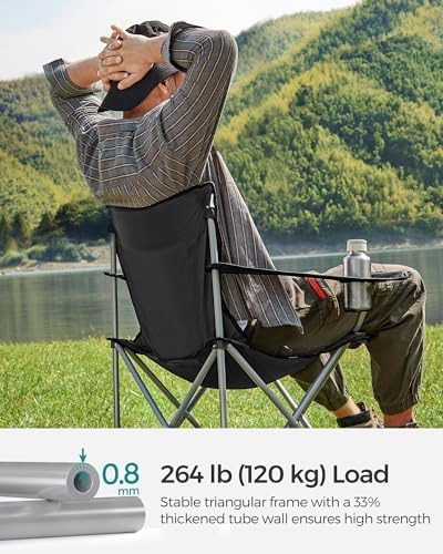 SONGMICS Set of 2 Folding Camping Chairs, Outdoor Chairs with Armrests and Cup Holder, Stable Structure, Max. Capacity 120 kg - Image 5
