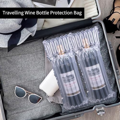 11pcs Wine Bottle Protectors,Bubble Wrap Bags,Inflatable Column Packaging Air Bags, Wine Bags Wine Bottle Packaging, Reusable for Luggage, Airplane, Travel, Transport Inflatable Bag, with Free Pump - Image 5