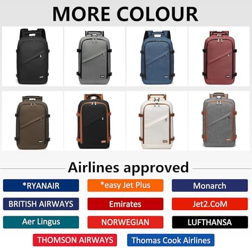 Kono Ryanair Cabin Bags 40x20x25 Underseat Travel Bag Carry On Backpack Hand Luggage Bag Laptop Backpack Cabin Size(20L, Black/Brown) - Image 4
