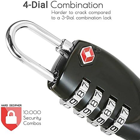 CFMOUR TSA Suitcase Locks - 1, 2, 3, 4, 5, 6 Pack 4-Dial Security Travel Combination Padlock for Suitcases Luggage Case Bag Code Lock - Black (Pack of 2) - Image 2