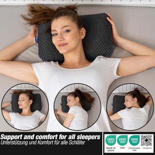 Travel & Camping Comfortable Memory Foam Pillow – Easy to Carry Portable Bag – Temperature Regulating Pillow Case - Perfect for Travelling - Image 5