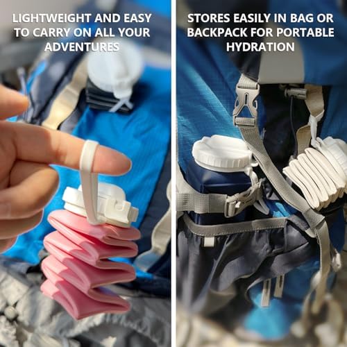 Collapsible Water Bottle with Straw, Silicone Foldable Portable Water Bottles 610ml Lightweight Reusable Leakproof for Travel Camping Hiking Cycling Yoga Sports - Image 5
