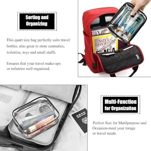 Clear Travel Toiletries Bag, 2 Pcs TSA Approved Toiletry Bag with Zippers Travel Accessories Portable Waterproof Cosmetic Clear Makeup Bag for Women and Men (Black) - Image 8