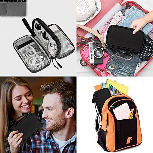HCFGS Electronics Accessories Organiser Bag, Waterproof Cable Organiser Bag, 3 Layers All-in-One Travel Storage Gadget Bag, Holiday Essentials for Men Women, 8.5 x 5 Inch, Black(M) - Image 6
