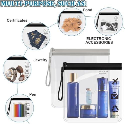 5PC Reusable Airport Security Liquids Bags 20X20cm TSA Approved Clear Travel Toiletries Bag,Hand Luggage Regulations Liquids Wash Bag Travel Accessorie Holiday Essentials for Women/Men - Image 5