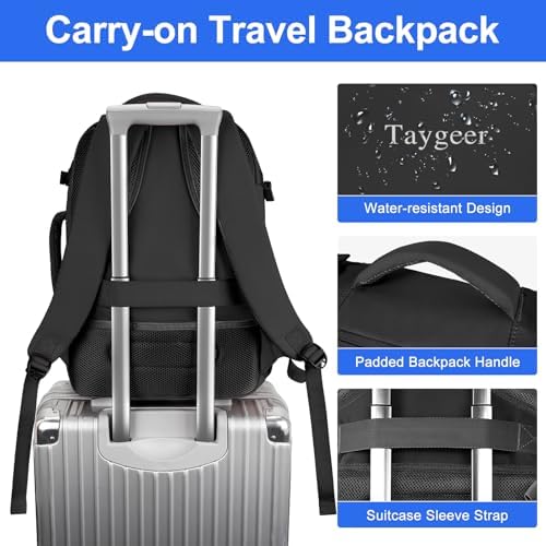 Taygeer Easyjet Cabin Bag 45x36x20 Underseat, Travel Backpack Men Carry On Cabin Size Weekend Luggage Overnight Laptop Rucksack Plane Hand Luggage Bag Laptop Backpack with Shoes Compartment, Black - Image 5