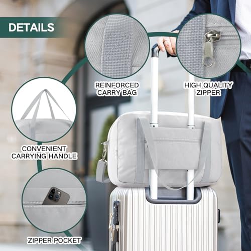 for Ryanair Cabin Bags 40x20x25 Underseat Travel Bag Small Hand Luggage Bag Tote Carry On Duffle Bag Gym Beach Overnight Flight Bag Weekend Bags for Women Men,Beige(with Shoulder Strap) - Image 4