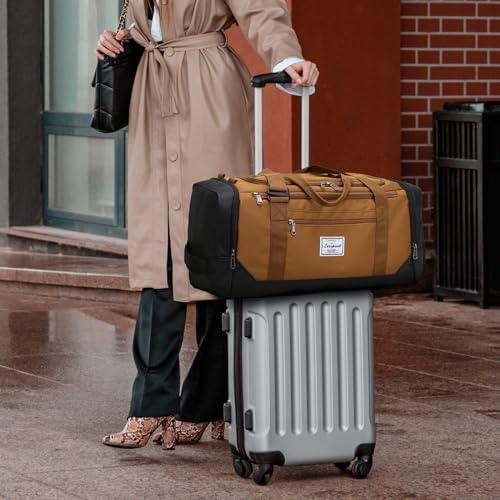 Laripwit Travel Duffle Bag for Men 40L Medium Gym Duffel Backpack with Shoe Compartment & Wet Pocket Sports Holdalls Women Weekend Overnight Bag for Traveling Camping, Brown - Image 6