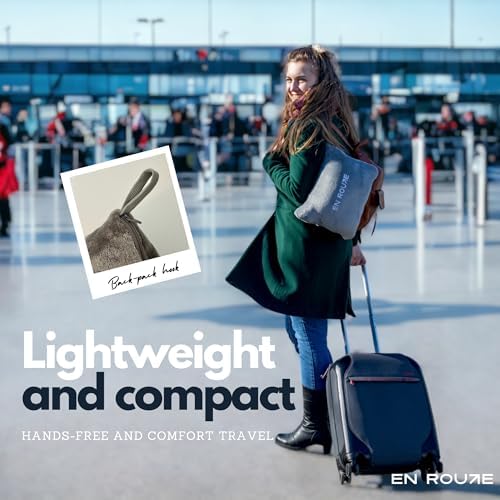 En Route Travel Blanket and Pillow with cover - Ultimate Comfort for Airplane Travel - Premium 2-in-1 Blanket with Soft Bag Pillow, Hand Luggage Belt, and Backpack Hook (Light Grey) - Image 2