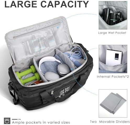 ETRONIK Travel Duffle Bag for Men, Tactical Gym Bag with Multiple Compartments and Shoe Pocket & Weekender Overnight Duffle Bag with Wet Pocket, Carry On Holdall Luggage for Workout Football Sport - Image 2
