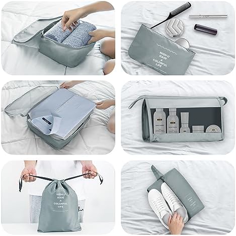 Jsdoin Packing Cubes for Suitcase, 9PCS Luggage Packing Organizers, Waterproof Travel Essentials Bag, Accessories (Grey) - Image 4
