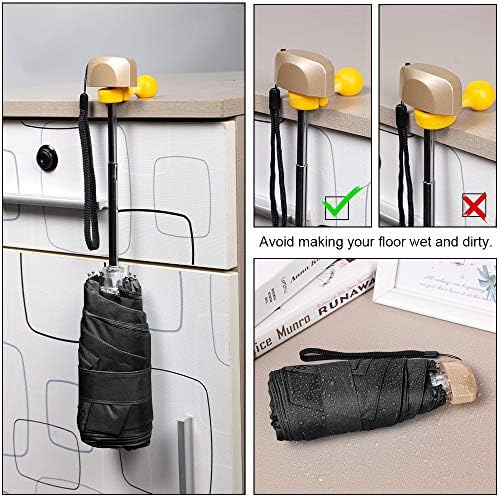 Vicloon Mini Umbrella, Pocket Umbrella (Black) with Golden Handle, 210T Black Rubber Cloth & 6 Aluminum Alloy Ribs, Foldable Compact Travel Umbrella, UPF>50+ UV Resistance, Rain and Sun Umbrella - Image 5