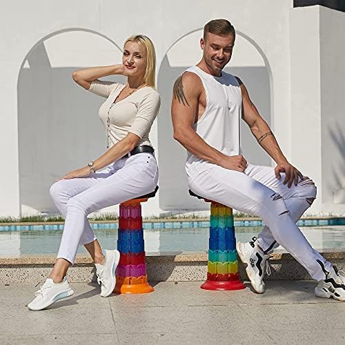 ALEVMOOM 20.4" Portable Folding Stool&Chair with Cushion and Bag with 440lbs Load Capacity Retractable Collapsible Foldable Telescopic Stool for Fishing Camping Hiking(Red Rainbow) - Image 7