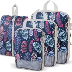 Compression Packing Cubes for Travel, Travel Essentials Luggage Organizer bags for Suitcase, Durable Compression Travel Packing Cubes for Carry on Backpack