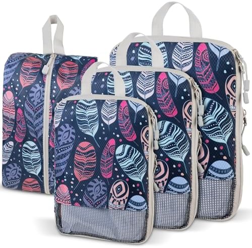 Compression Packing Cubes for Travel, Travel Essentials Luggage Organizer bags for Suitcase, Durable Compression Travel Packing Cubes for Carry on Backpack