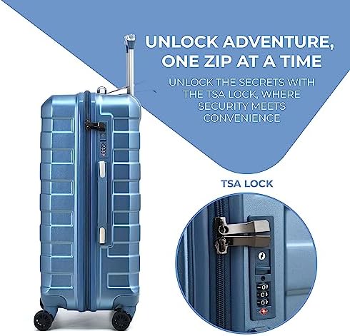 RMW Suitcase Large Medium Cabin Size | Hard Shell | Lightweight | 4 Dual Spinner Wheels | Trolley Luggage Suitcase | Hold Check in Luggage | TSA Combination Lock (Ice Blue, Cabin 20") - Image 3
