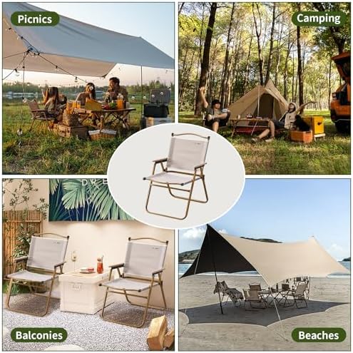 Camping Chair, Outdoor Garden Folding Chair, Wood Armrest Relax Camp Chairs, Portable Foldable Picnic Chair, Beach Chair, Lightweight Lawn Furniture for BBQ Party Picnic Camping Fishing Travel - Image 8