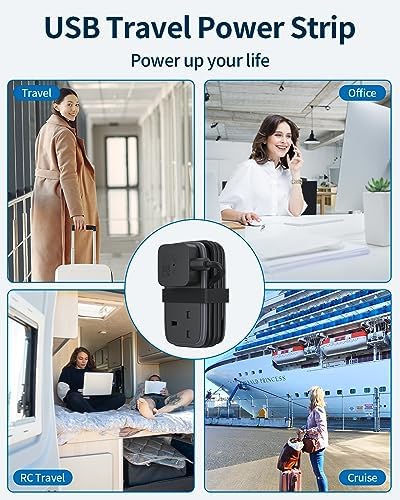NTONPOWER Travel Extension Lead, Extension Lead with USB Slots, 1.2M Extension Cord Compact Extension Lead with 2 Way Outlets 3 USB(1 Type C) for Cruise Travel Essential Hotel Home Office Camping - Image 7