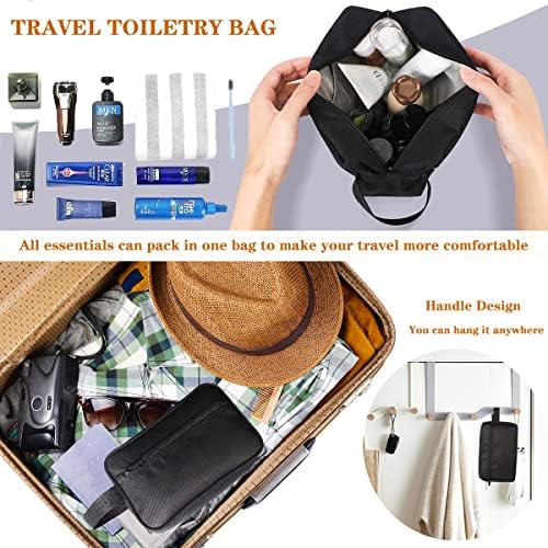Toiletry Bag for Women Men, Travel Wash Water-Resistant Gym Shaving Organiser Bag, Shower Bathroom Makeup Bag Toiletries Accessories, Foldable Storage with Handle for Cosmetics Brushes Tools, Black - Image 6