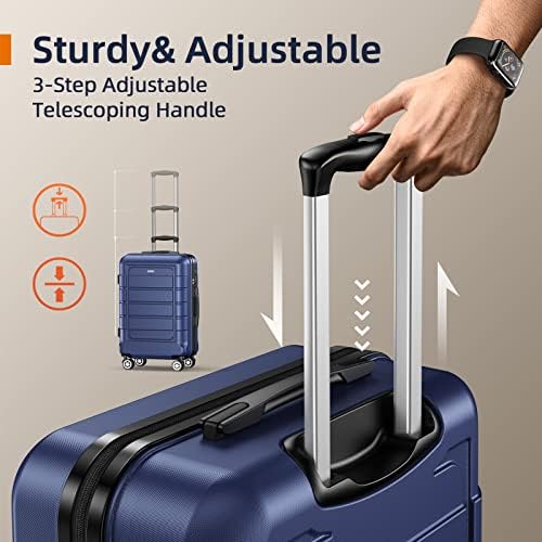 SHOWKOO Suitcase Large 28-Inch Expandable PC+ABS Hard Shell Travel Luggage Lightweight Durable High Capacity with Double Spinner Wheels TSA Lock, 28" Blue - Image 6