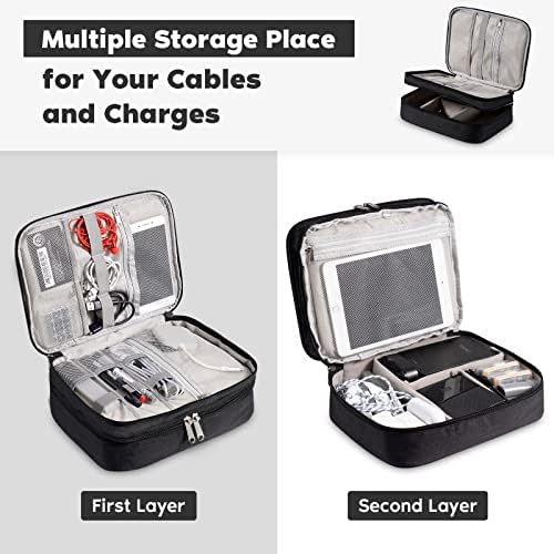 OrgaWise Accessories Bag Travel Electronics Organiser 3 Layer Cables Case for Power Bank, Camera, Ipad and Memory Card - Grey Electronic Case with 2 pcs Data Line Protect Sets - Image 5