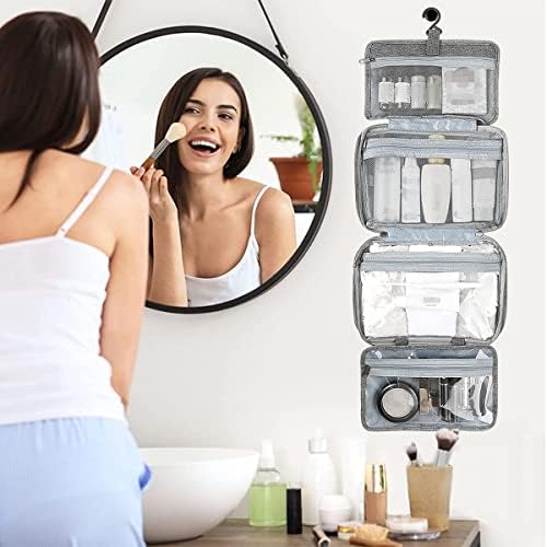 Hanging Travel Toiletry Bag for Women Men Large Wash Bag Waterproof Travel Make up Bag Organiser Foldable Compact Toiletries Bag Portable Cosmetic Bag Travelling Essentials for Business Trip Vacation - Image 6