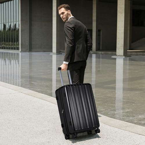 SHOWKOO Suitcase Large 28 Inch Expandable Hard Shell Lightweight Polycarbonate Travel Luggage Durable High Capacity with Wheels TSA Lock, Black - Image 3
