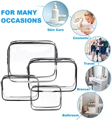 4-Pack Clear Wash & Makeup Bags TSA Approved Makeup Bags, PVC Waterproof Travel Wash Bags for Family, Men, Women (Largea, Medium, Small, Minimum) - Image 5