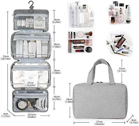 Hanging Travel Toiletry Bag for Women Men Large Wash Bag Waterproof Travel Make up Bag Organiser Foldable Compact Toiletries Bag Portable Cosmetic Bag Travelling Essentials for Business Trip Vacation - Image 7