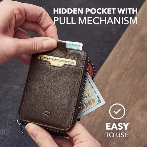 Vaultskin Notting Hill Minimalist Leather Zipper Wallet for Women and Men: Slim Multi Cardholder with RFID Blocking and Keychain Ring - Image 2