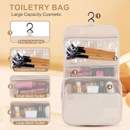 BESBESME 12PCS Packing Cubes for Suitcase Luggage Travel Packing Organizers Set with Cosmetics Bag Travel Essentials Bag Storage Bags Beige - Image 6
