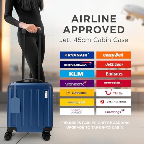 AVIO Jett Cabin Suitcase 45x36x20cm - Lightweight Double-Wheel Luggage Bag, 2 Internal Pockets, Telescopic Handle w/ 3 Heights, Durable ABS Hard Shell - Approved by Most Airlines - Image 4