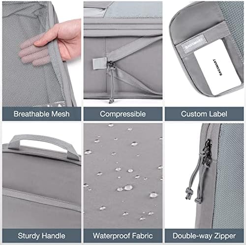 BAGSMART 2/4/6-Piece Compression Packing Cubes Set for Suitcases Backpack, Travel Organisers Bags for Luggage, Holiday Travel Essentials Accessories, Grey - Image 4