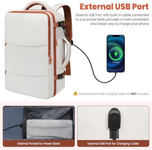 BAGAIL Travel Backpack, Light - Waterproof - USB Port, Quick Check Hand Luggage Backpack, Cabin Bags and Underseat Carry-Ons, Great to Use as Laptop Backpack or Casual Backpack - Image 3