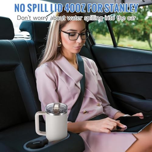 40oz Leakproof Lids for Stanley Cup - Tumbler Detachable Flip Straw Lid,Lids Replacement for Stanley Cups,Travel Cup Accessories,Set with Cover,Straw,Non Spill Lid, Detachable Tool (Black-2PCS) - Image 4