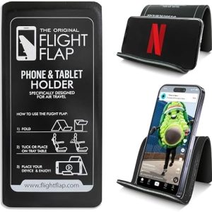 Foldable Airplane Phone Holder - Flexible Mobile Stand for Desk & Bed - Travel Essentials (Black)