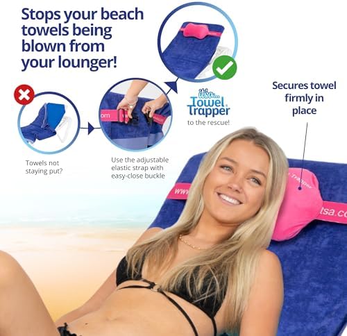 ITSA Towel Trapper | Memory Foam Travel & Beach Pillow | Sunlounger Towel Strap | Portable Pillow | Towel Gripper | Neck Support & Bum Bag (Hot Pink) - Image 7