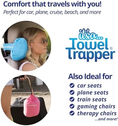 ITSA Towel Trapper | Memory Foam Travel & Beach Pillow | Sunlounger Towel Strap | Portable Pillow | Towel Gripper | Neck Support & Bum Bag (Hot Pink) - Image 8