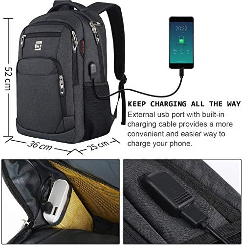 marcello Laptop Backpack with USB Charging&Headphone Port,Anti-Theft Business Backpack with Breathable Padded Shoulder Strap,Water Resistant Computer Rucksack for School/Work/Travel - Image 3