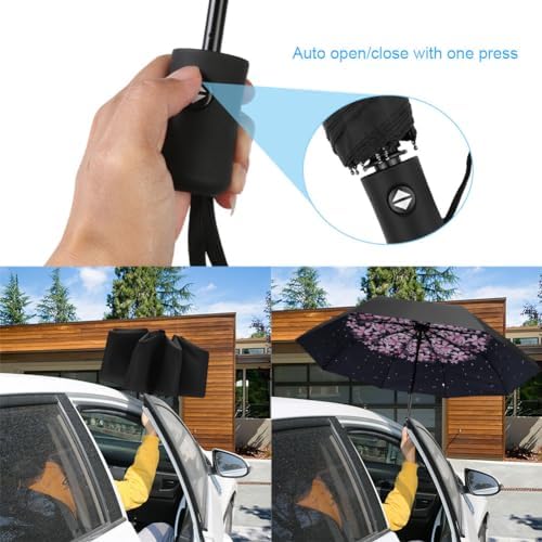 Travel Umbrella, Windproof Automatic Umbrella, 8 Ribs Compact Travel Folding Umbrella, Auto Open/Close, Portable Umbrella for Men&Women - Image 6