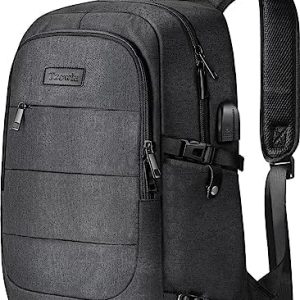 Tzowla Laptop Travel Backpack Mens Womens Water Resistant Anti-Theft Bag with USB Charging Port and Lock 15.6 Inch Computer Business Backpacks for School Work College Gift,Casual Daypack-Black