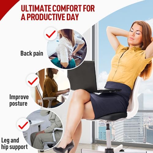 Memory Foam Seat Coccyx Cushion for Office Chair Pain Relief Cushion Pillow for Back Support Non-Slip Seat Pad for Office Desk, for Car, Travel and Wheelchair, Sciatica-Black - Image 4