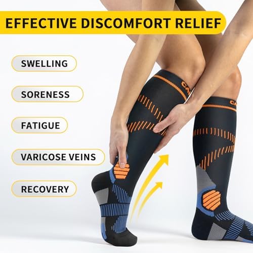 CAMBIVO 2 Pairs Compression Socks for Women and Men, 15-20 mmHg Flight Socks Stockings Running Socks for Flying, Pregnancy, Nurses, Airplane Travel Essentials - Image 4