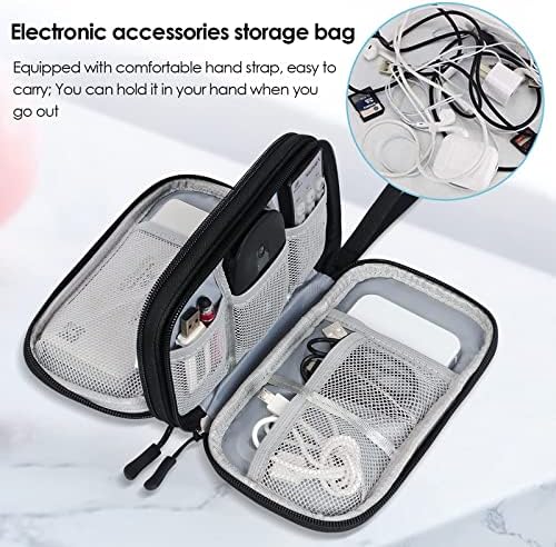 Travel Cable Organiser, Electronics Accessories Organiser Bag, Portable Waterproof Double Layers All-in-One Carry Travel Bag for Cable, Cord, Charger, Earphone, SD Cards, USB Drive, Power Bank - Image 5