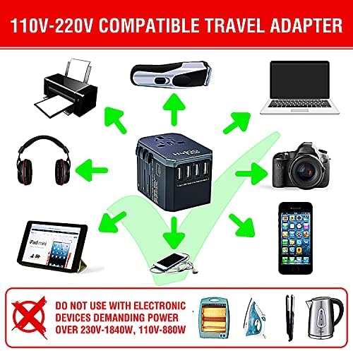 Universal Travel Adapter Worldwide: UK to USA, Japan, China, Thailand, South Africa, Europe, Brazil - Plug Adaptor 5.6A Multi USB-A + 3.0A Type-C Charger, Essential for Travel Across 200+ Countries - Image 2