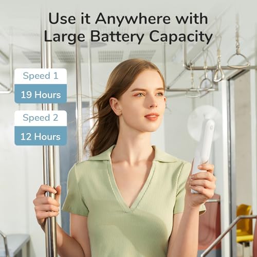 JISULIFE Handheld Fan, 3 IN 1 Mini Hand Fan, Portable USB Rechargeable Small Pocket Fan, Battery Operated Fan [12-19 Working Hours] with Power Bank, Flashlight Feature for Women,Travel-White - Image 3
